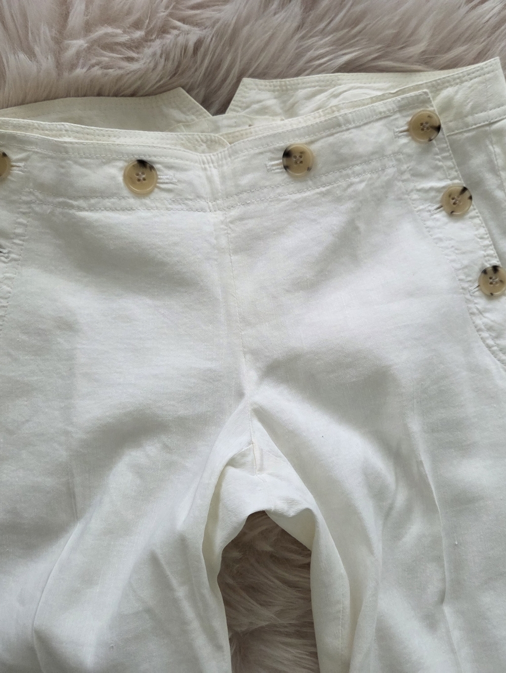Theory White Sailor Button Wide-Leg Pants *RARE* Sz4 - Picture 2 of 6